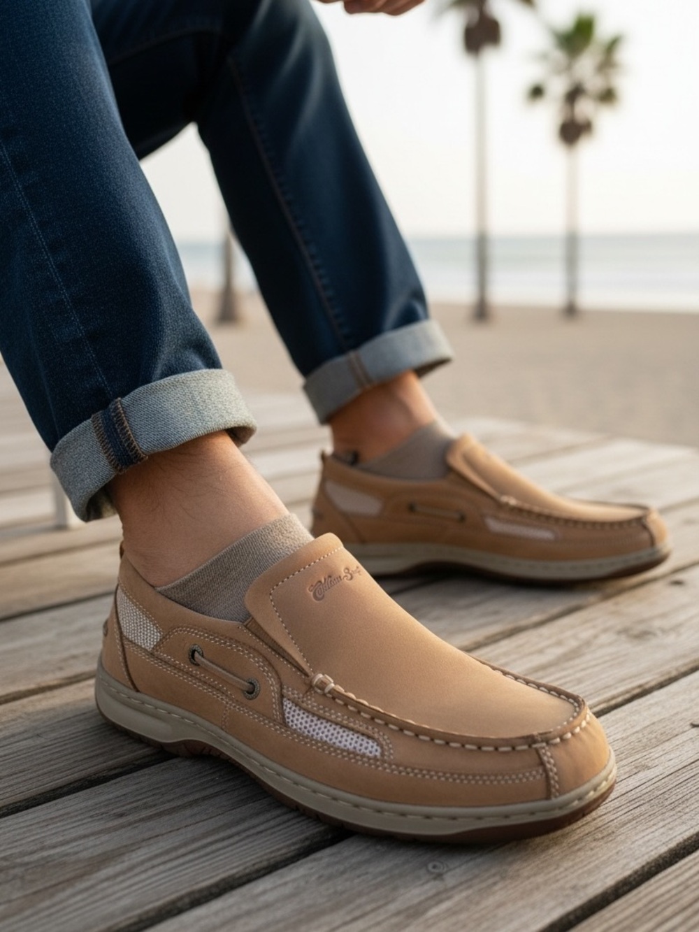 Caribbean "Harbor Master Slip" Leather Anchor Slip-on